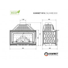 Ketaus įdėklas židiniui KAWMET W16 16,3 kW ECO