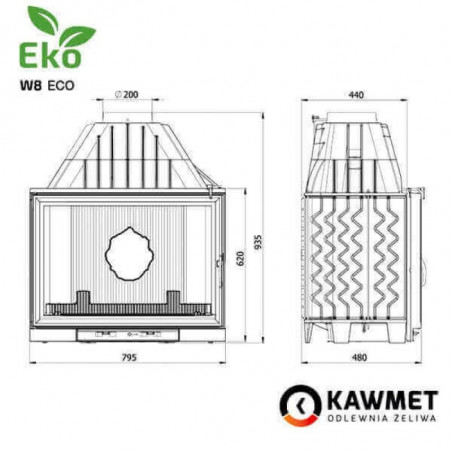 Ketaus įdėklas židiniui KAWMET W8 17,5kW EKO