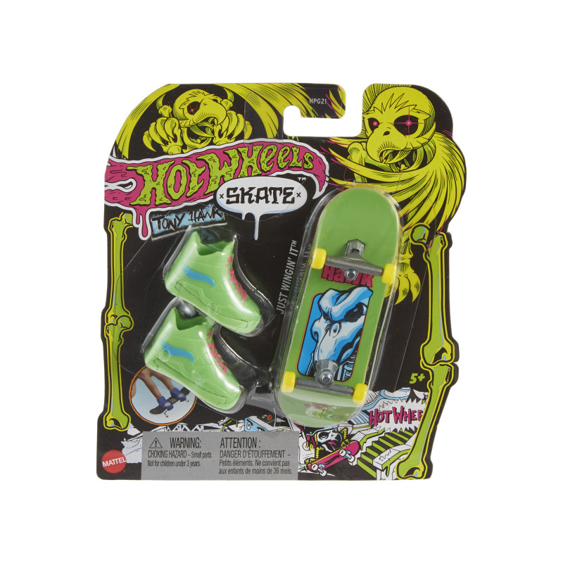 Hot Wheels pirštų riedlentė su neoninėmis kaukolėmis ikvėptos Tony Hauwk (HPG21)