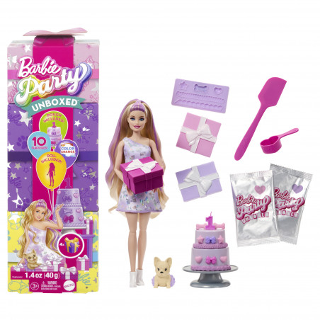 Barbie „Party Unboxed Reveal“ siurprizų rinkinys - šviesiaplaukė lėlė (JFG70)